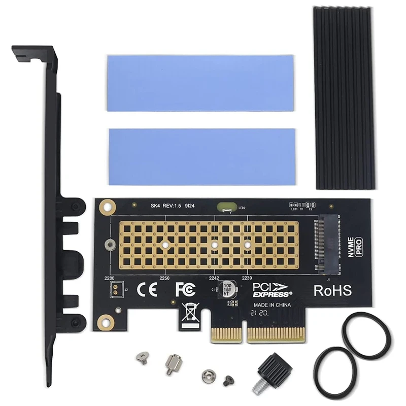 

M.2 NVME SSD To Pcie 3.0/4.0 X4 Adapter With Aluminum Heatsink Supports 2280, 2260, 2242, 2230 Solid State Drives