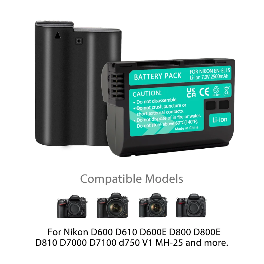 

PALO Fully-decoded 2500mAh EN-EL15 ENEL15 EN EL15 Camera Battery For Nikon D600 D610 D800 D800E D810 D7000 D7100 D7200 V1
