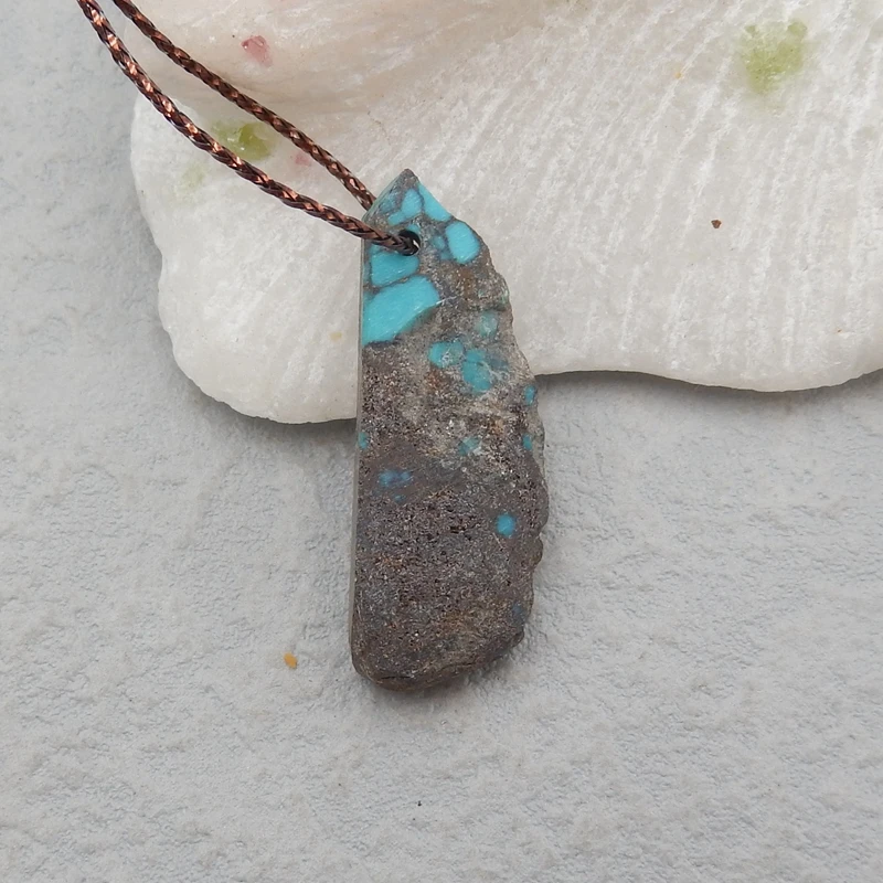

Natural Gemstone Turquoise pendant bead,Semi-precious stones, Jewelry accessories, birthday gift 34x7mm5.6g