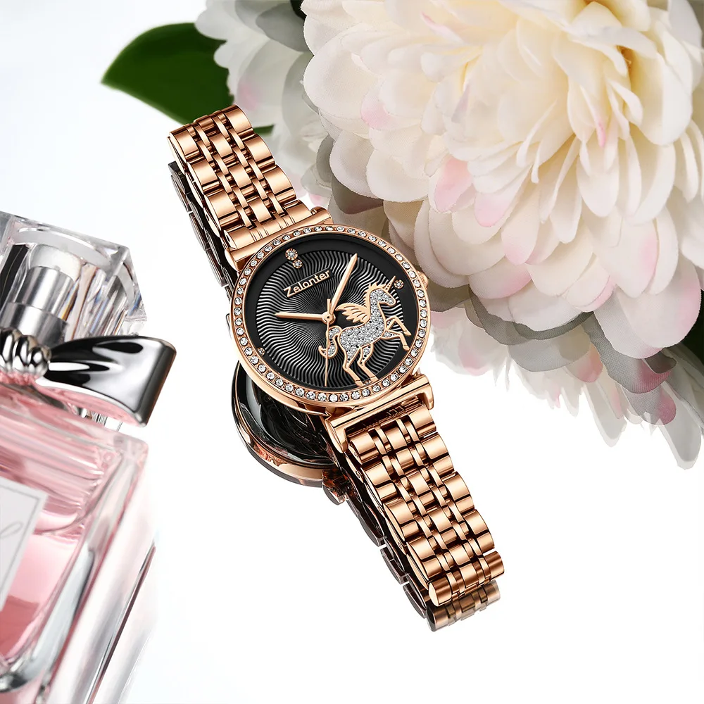 Simple Women's Watch Waterproof Solid Steel Diamond Waterproof Waterproof Quartz Watch  Reloj De Mujer