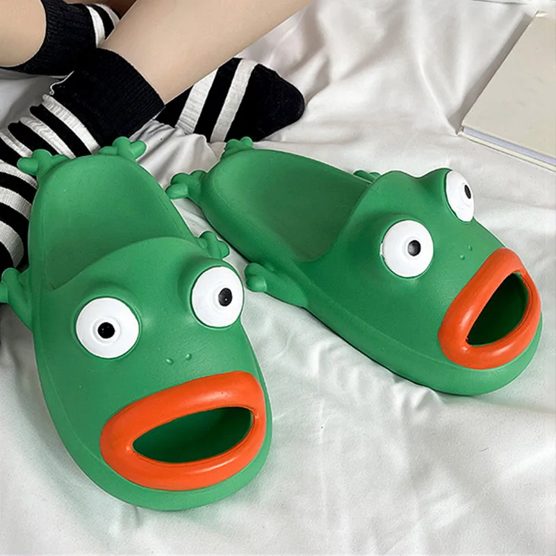 

Летние шлепанцы с забавной лягушкой, женские уличные пляжные сандалии, новинка 2023, тапочки, женские шлепанцы, шлепанцы с толстой подошвой