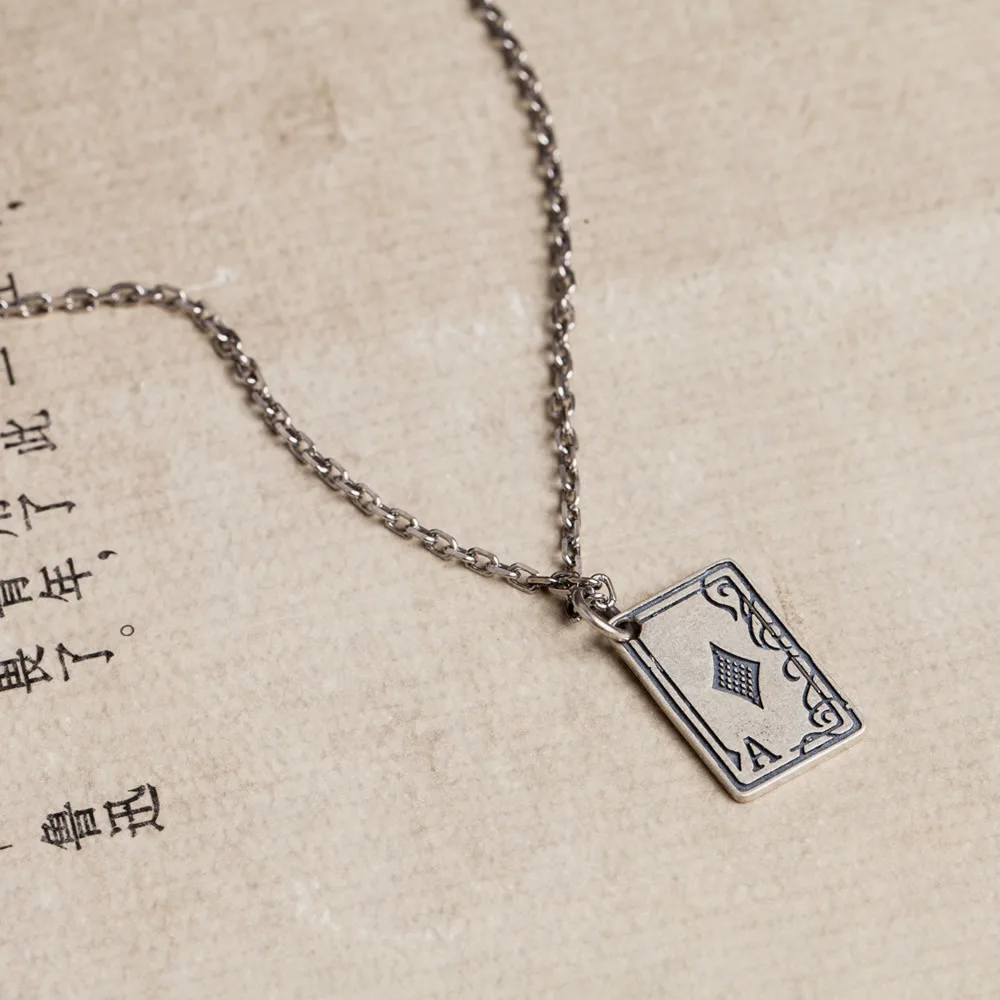 MKENDN Винтажное ожерелье из 100% стерлингового серебра 925 пробы с прямоугольной