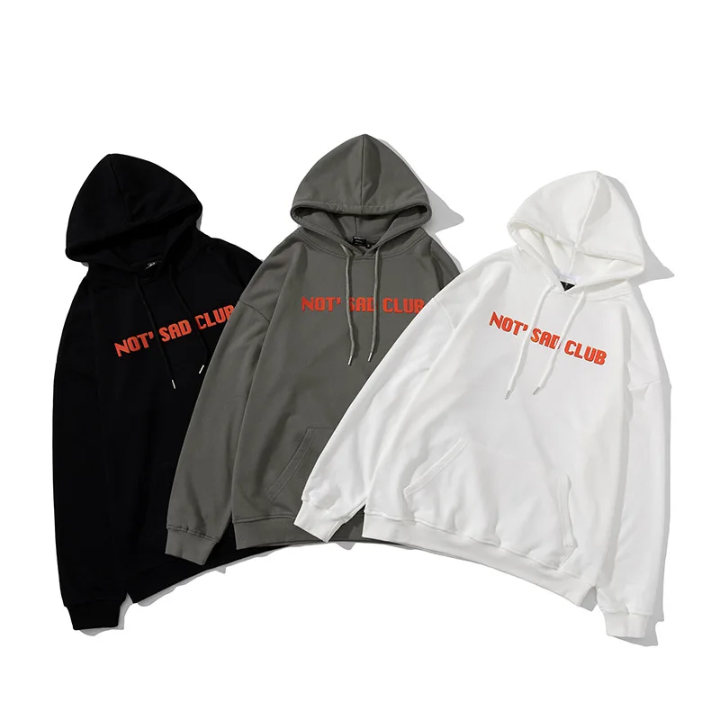 

Autumn and Winter Men's Sweater Hooded Trend Loose Trend All-match Retro Alphabet Print Pullover Jacket Streetwear Ins Hot Sale