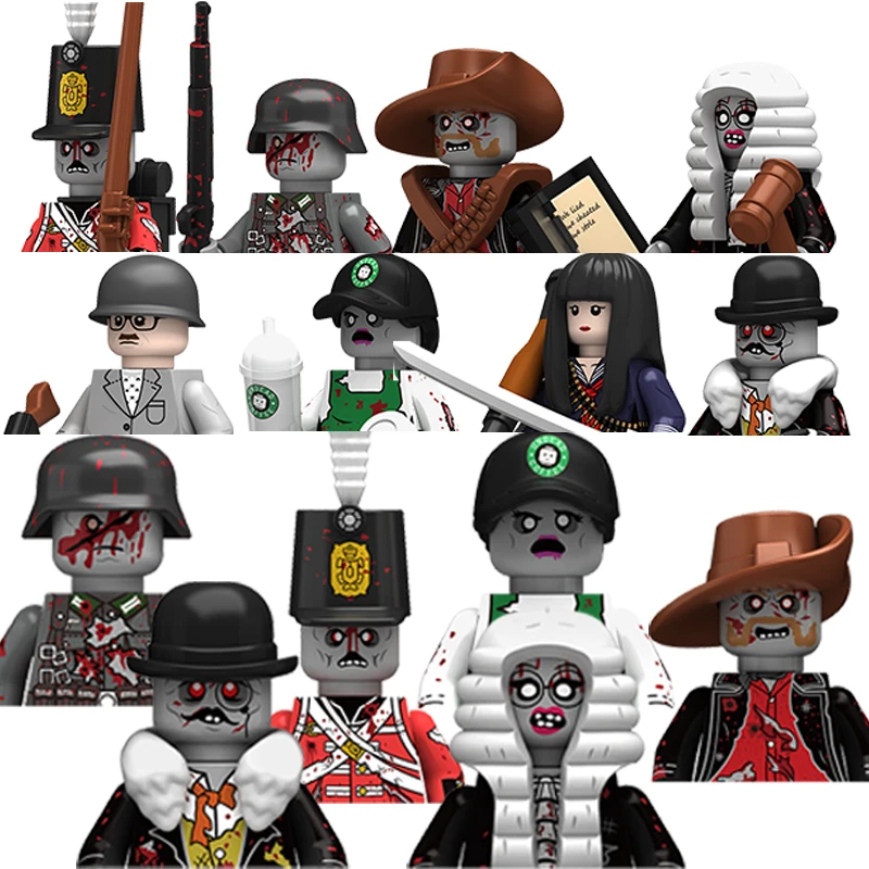 

German Micah Judge Zombie Figures Building Blocks Halloween Napoleonic Infantry Army Soldiers Military Weapons Bricks Kids Toy