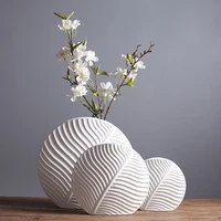 creative ceramic leaf shape flower vase home decoration simple white vase modern living room office ornaments crafts