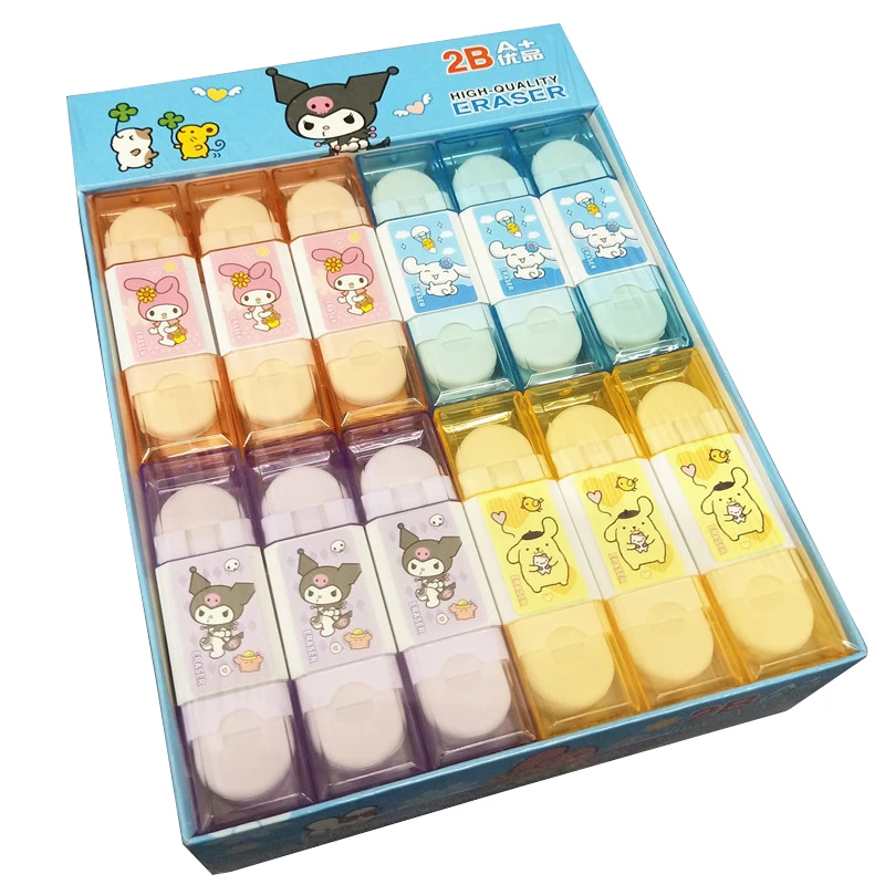 48pcs Sanrio Rubber Eraser Anime My Melody Kuromi Cinnamoroll Student Pencil Erasers Stationery Kids School Supplies Wholesale