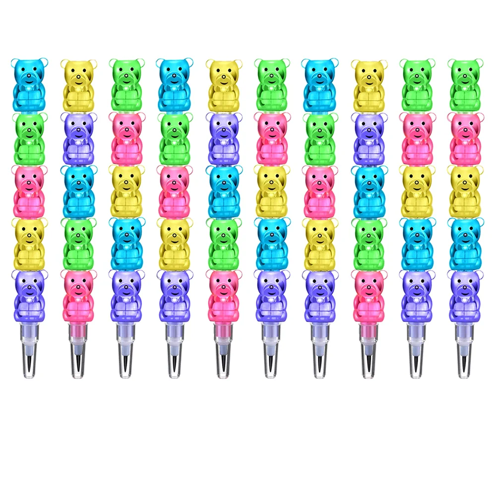 

12pcs Stackable Pencils Plastic Bear Pencils 5 in 1 Stacking Colored Pencils