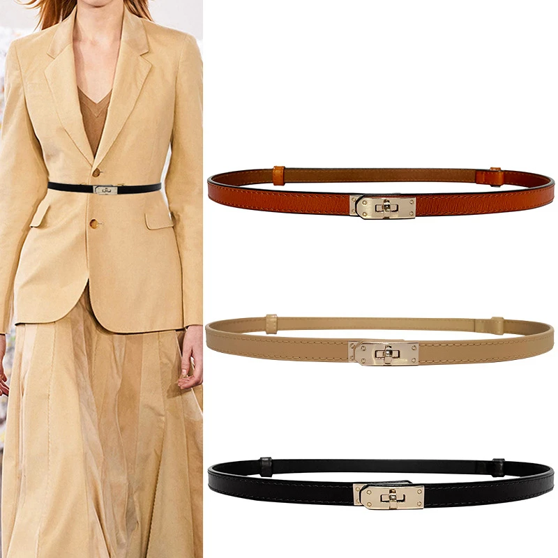 Adjustable Cowhide Designer's High-quality Women's Belt Sweaters Dresses Decorative Suits Trousers Thin Genuine Leather Belts
