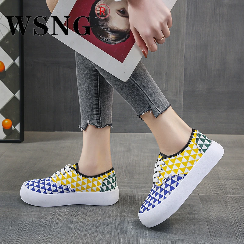 

2022 New Women's Platform Canvas Shoes Fashion Lace Up Round Toe Flat Sneakers Ladies Casual Outdoor Running Shoes Sneakers