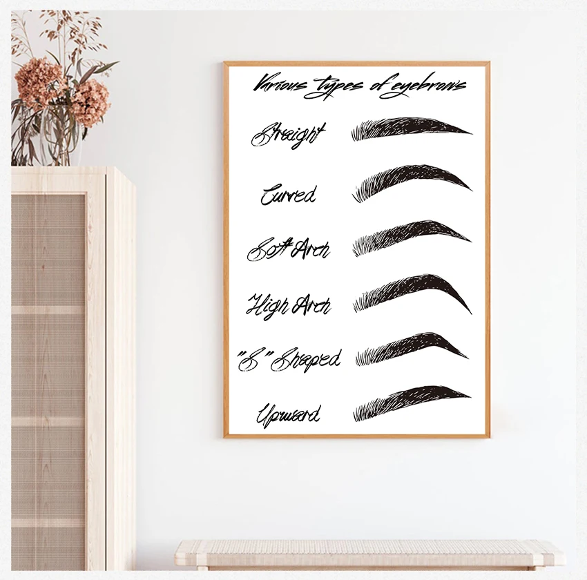 

Black and White Fashion Poster Make Up Beauty Wall Picture Girls Room Decor Eyebrow Shapes Print Makeup Wall Art Canvas Painting