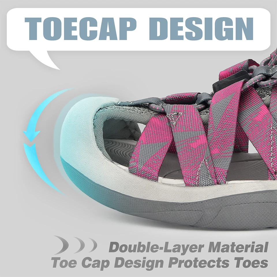 GRITION Womens Sandals Summer Trekking Shoes Non-Slip Casual Hiking Shoes Outdoor Fashion 2022 Comfortable Non Slip Size 36-41