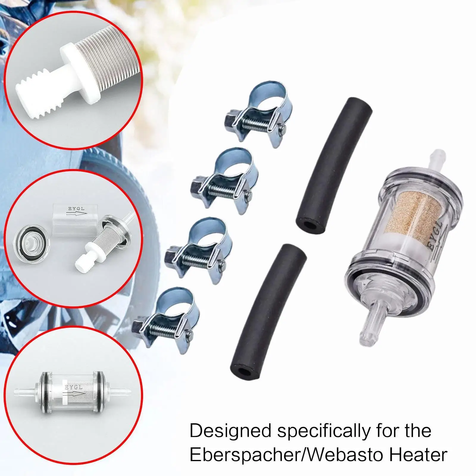 

Filter Element Parking Heater Removable And Washable Steel 2 2xFuel Mesh Filter Filter Oil Hose+4xHos Transparent No. Kit L4N3