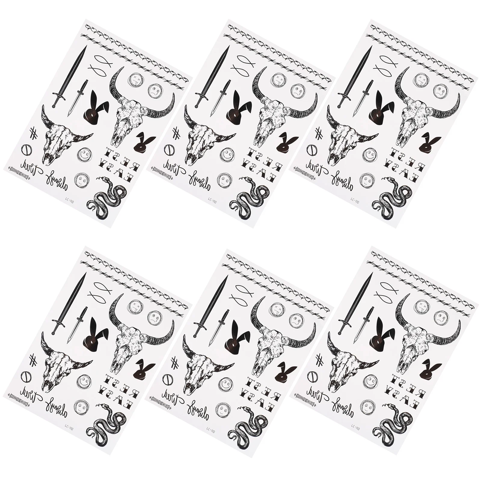 

Halloween Tattoo Stickers Temporary Body Decal Tattoos Face DIY Black White