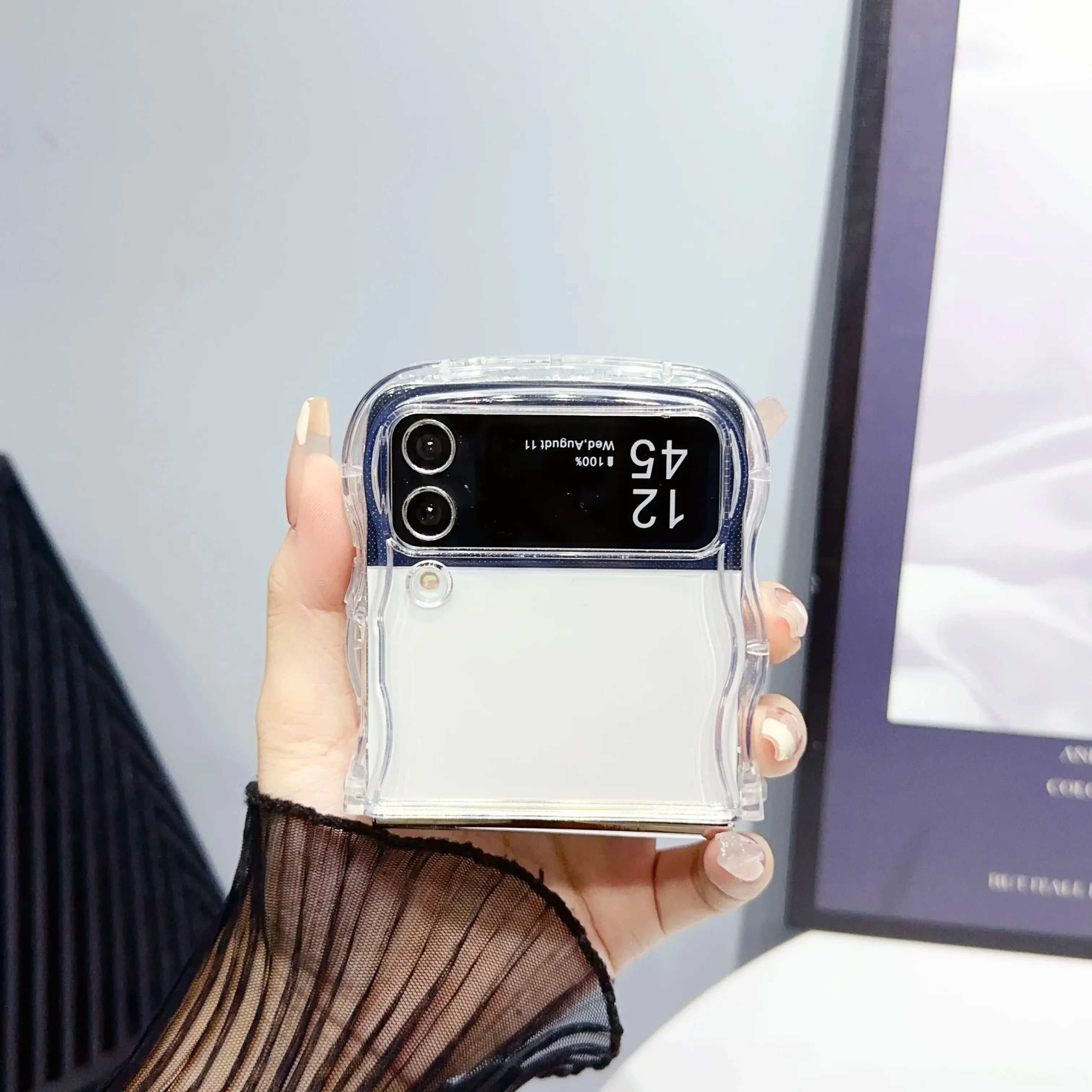 Оригинальный прозрачный чехол для телефона с волнистой рамкой Samsung Galaxy Z Flip 6 5 4 3