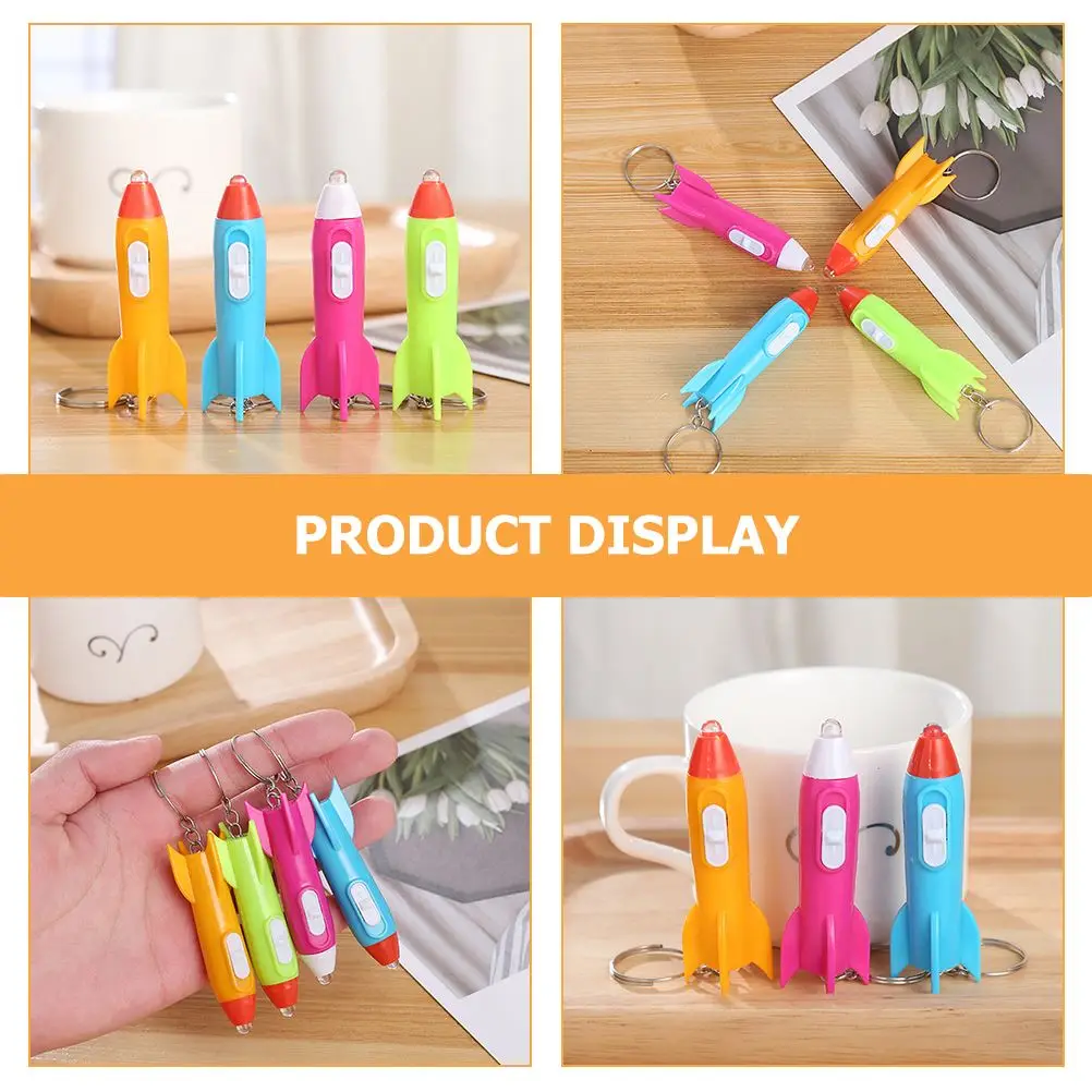 Flashlight Key Rocket Party Space Favors Keychains In Bulk Flashlights Pendant Bulk Kids Ring Light Hanging Backpack Outer