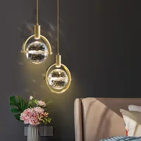 High-end All-copper Light Luxury Small Chandelier Nordic Modern Minimalist Crystal Ball Background Wall Corridor Ceiling Lamp