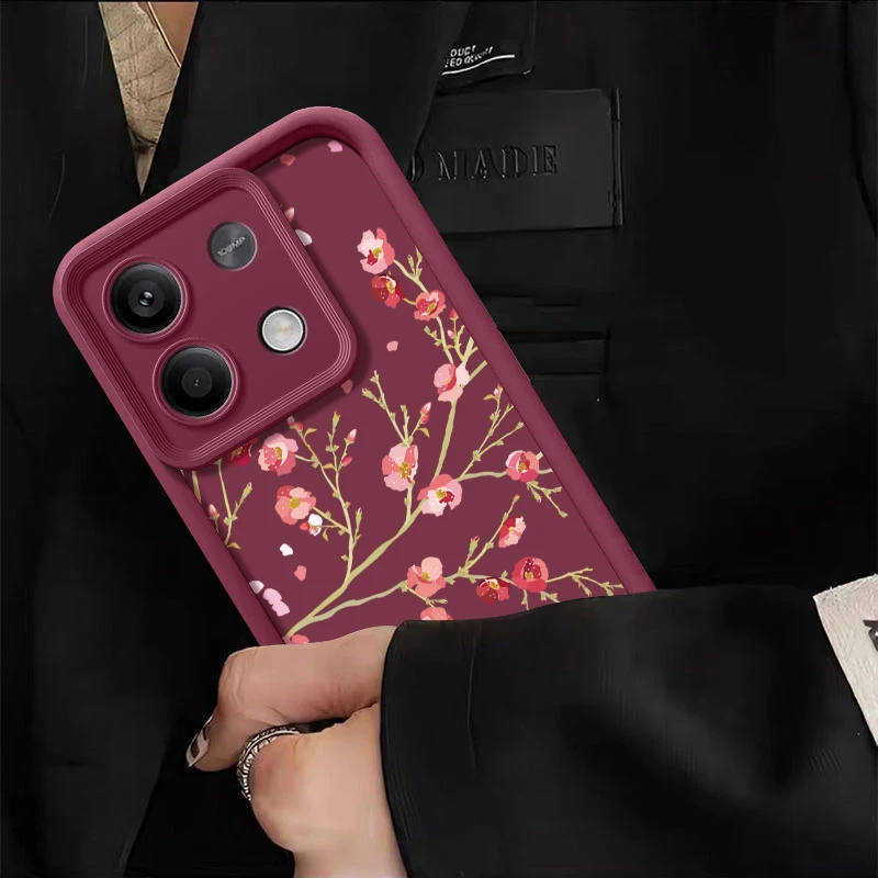 Чехол с цветком персика для Xiaomi 13T 11T Pro Poco X6 X5 F6 M6 Redmi Note 12 11 10 13