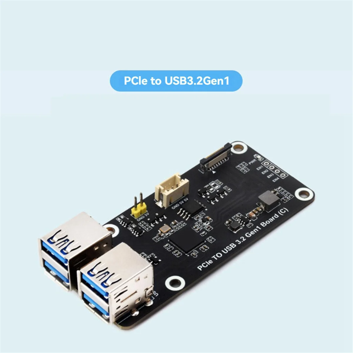 Плата расширения для Raspberry Pi 5 PCIe на USB3.2 Gen1 Гбит/с 4xUSB3.2 без драйвера Plug and Play