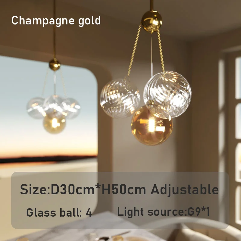 

Pendant Lights Modern Colored Glass Bulb Wall Lamp Creative Luxury Iron Chandeliers G9 Led lampara for Bedroom Living Room Lamps