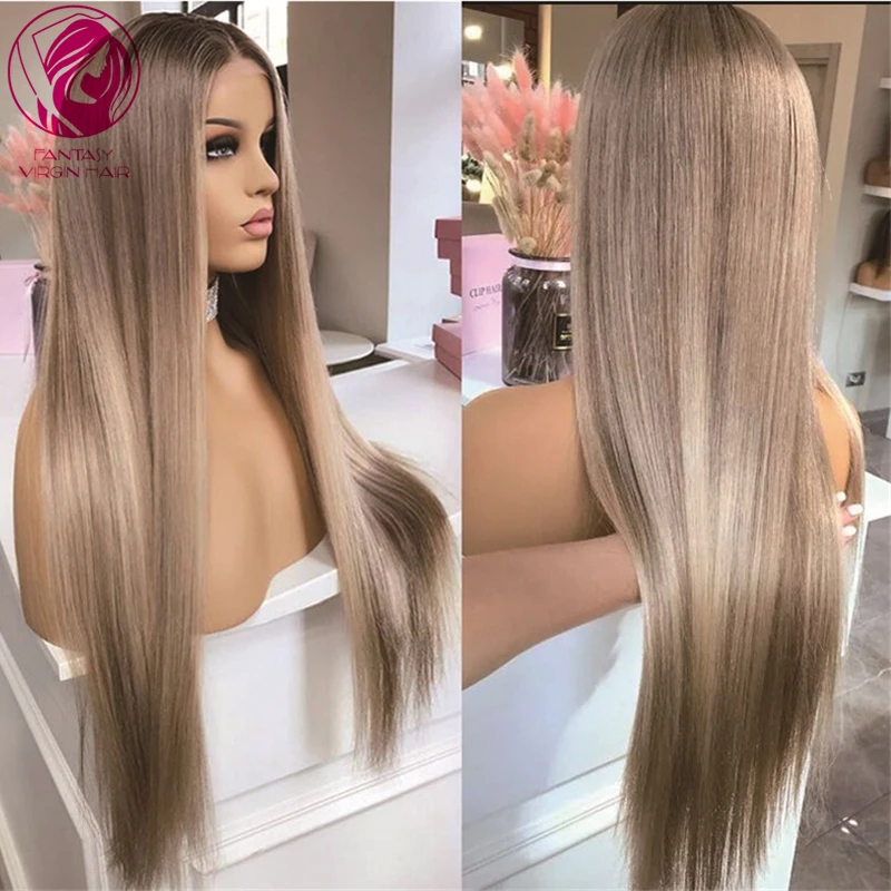 Super Long Human Hair Wig 100% Real Brazilian Virgin Straight Lace Frontal Wigs Top Sale All Full Lace Wig Honey Brown Blonde HD