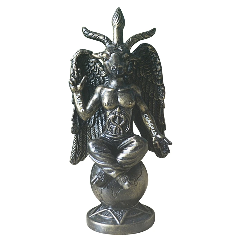 

2X Satanic Idol Baphomet Sculpture Zen Meditation Magic Wing Goat Statue Resin Crafts Religious Ornaments Home A