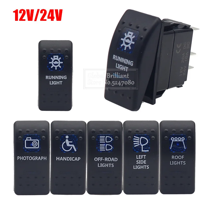 

1 шт., водонепроницаемые автомобильные переключатели 12 В/24