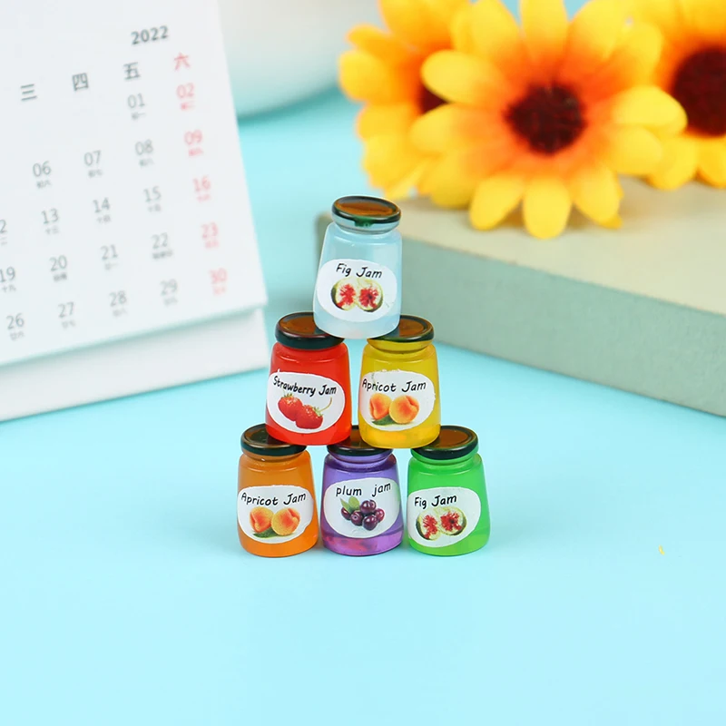 

5Pcs Jar Ketchup Sauce Jam Salad Mini Coffee Kitchen Accessories For Dollhouse Miniature Dinner House Toy