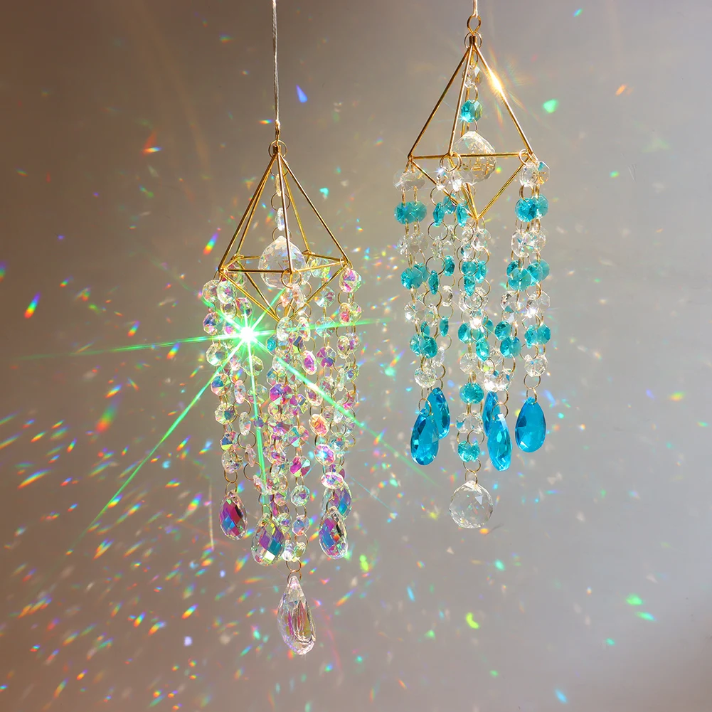2023 Crystal Wind Chimes Hanging Prisms Light Chaser Catcher Window Curtain Jewelry Pendant Chandelier Home Garden Room Decor