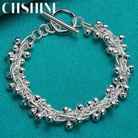 chshine 925 sterling silver smooth grape bead chain bracelet for women fashion wedding party charm jewelry