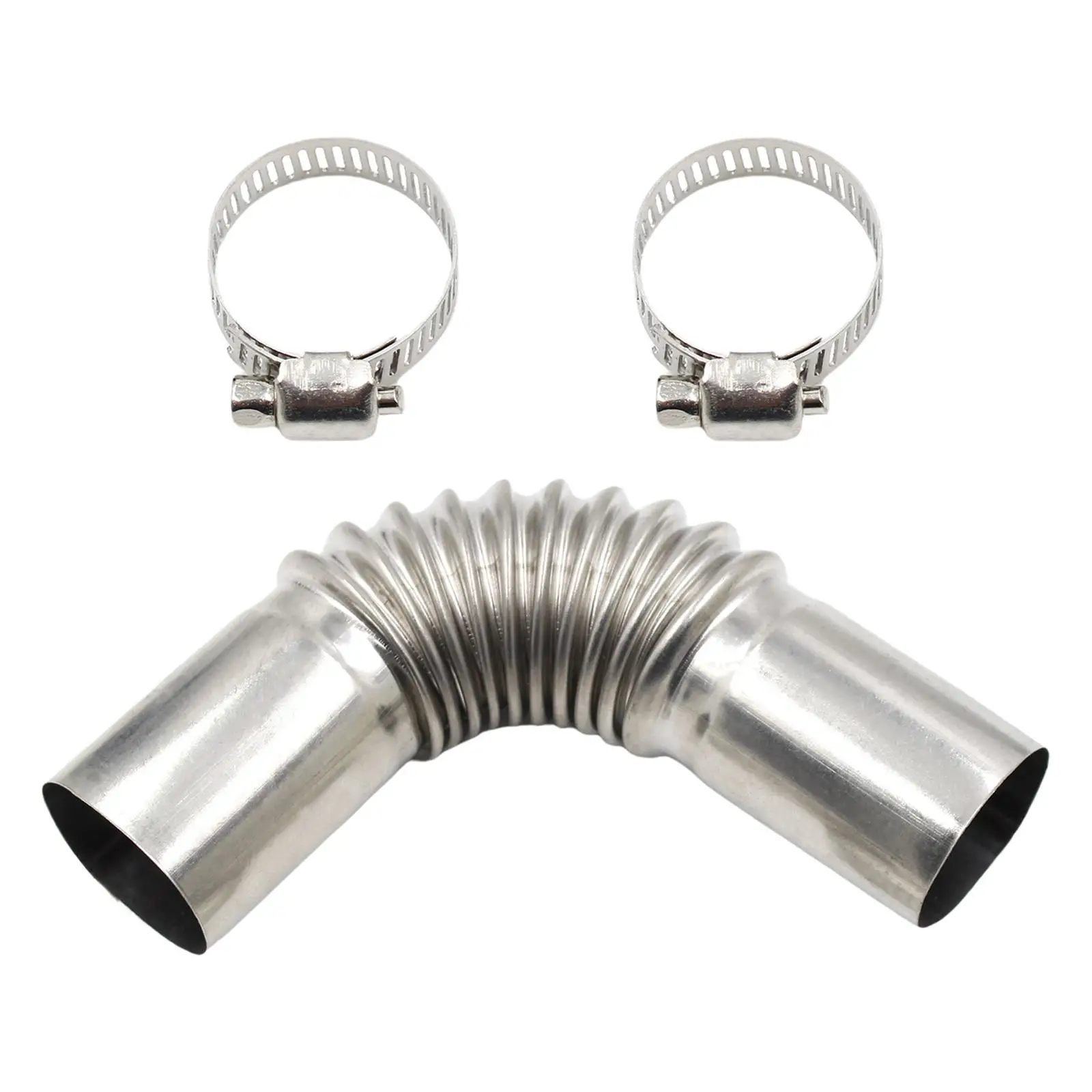 

24mm Exhaust Pipe Tube Elbow Connector 25mm ID Stainless Steel Air Exhaust Pipes Connector for Heater W/ Clamps