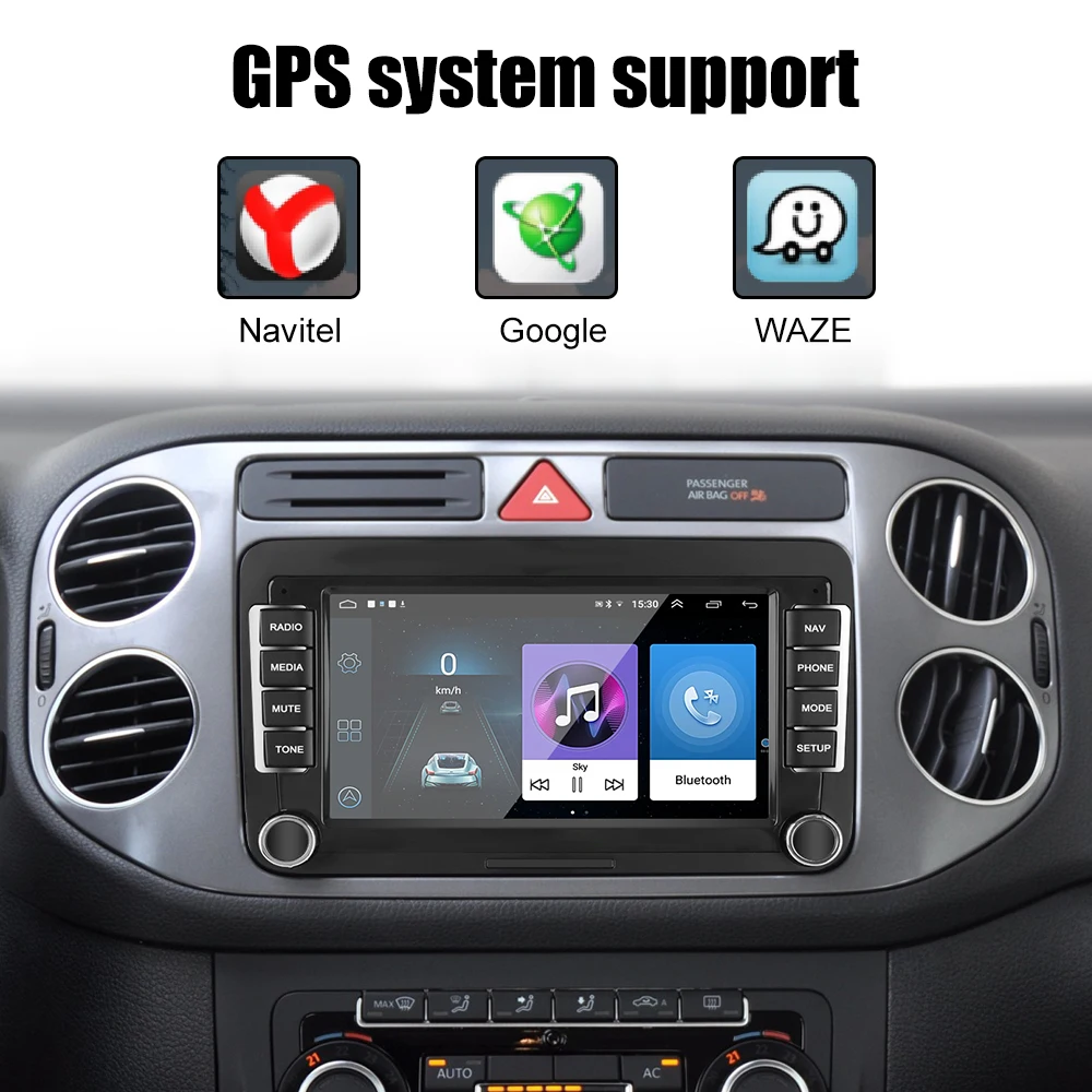 $72.09 7 Inch Android 10.1 Car Radio For VW Volkswagen Seat Skoda Golf Passat 2 Din 1G+16G Bluetooth WiFi GPS Multimedia Player FM