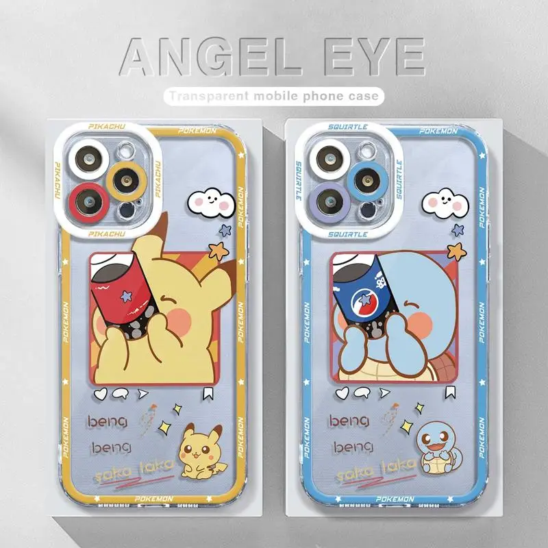 

Pokemon Cartoon Pikachu Squirtle Clear Case For Apple iPhone 14 13 12 11 Pro Max 13 12 Mini XS Max XR X 7 8 6 6S Plus Soft Cover