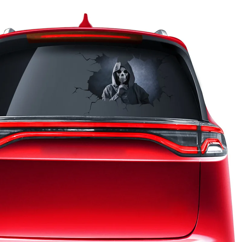 

Car Horror Sticker Rear Window Sticker Crack Skull Decoration Car Sticker Door Sticker Window Pvc Vinyl Wrap 3d Glass Sticker