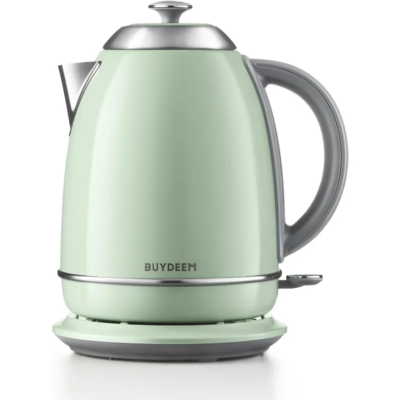 

Steel Electric Tea Kettle with Auto Shut-Off and Boil Dry Protection, 1.7 Liter Cordless Hot Water Boiler with Swivel Base,