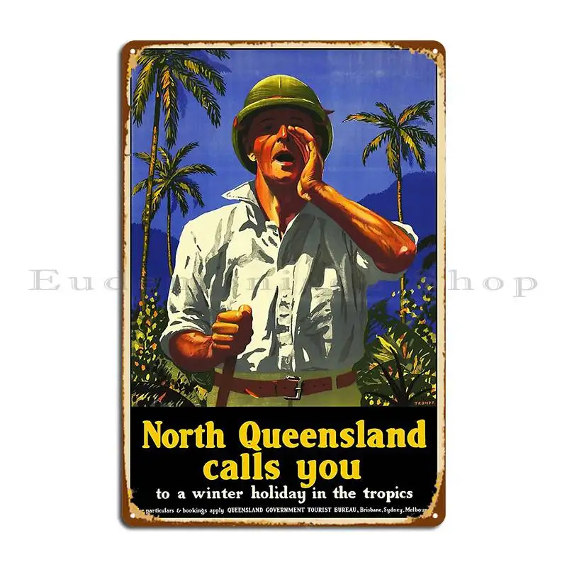 Винтажный постер North Queensland металлический плакат с изображением пещеры кухонный