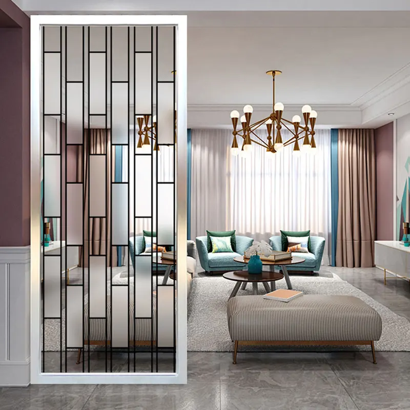 

Art glass simple modern home improvement living room partition wall frosted translucent screen custom porch