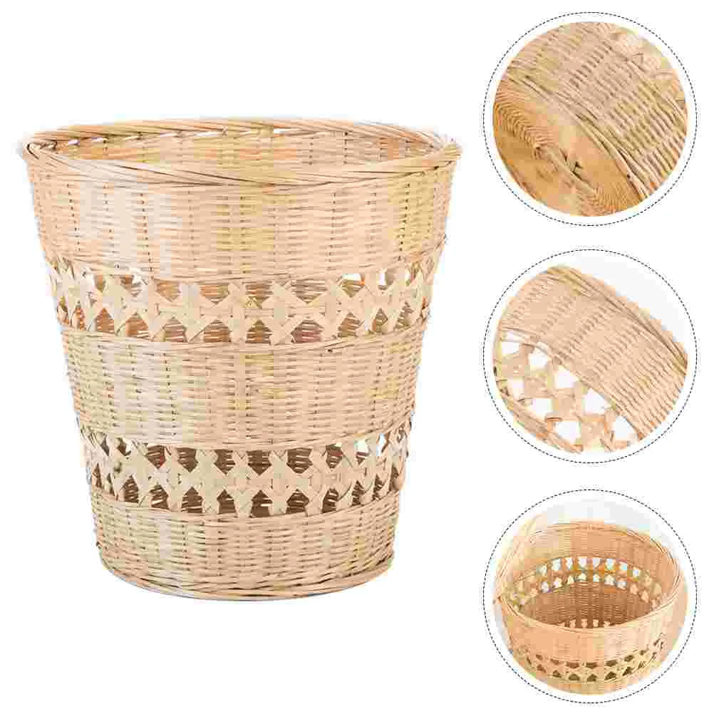 

Basket Waste Can Woven Trash Wicker Garbage Storage Rattan Bin Baskets Seagrass Kitchen Paper Bathroom Planter Bedroom Laundry