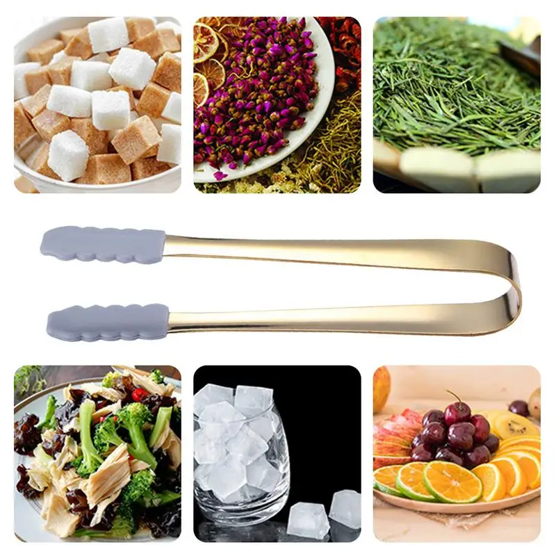 Щипцы для льда Нескользящие силиконовые зажимы бара десертов из нержавеющей
