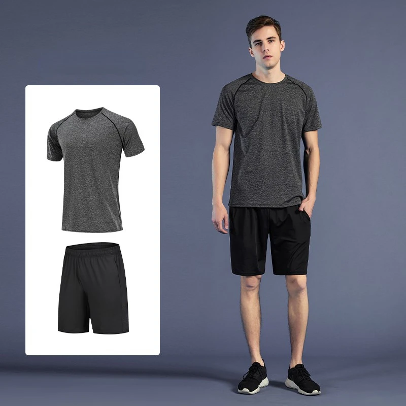 Custom Logo New Outdoor Sports Suit Men's Two-piece Set Gym Running Fitness Clothes Quick Drying Clothing for Male |