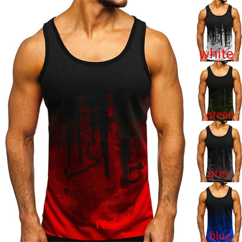 

2022 New Men's Fashion Sports Fitness Camouflage Short-Sleeved Vest T-shirt Summer Personalized Printing T Vest