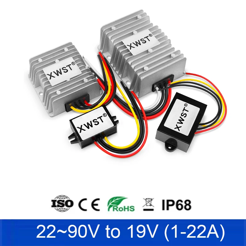 

DC DC Converter 22-90V to 19V Step Down Voltage Regulator 36V48V60V72V to 19V Buck Module For Car LED Solar Waterproof CE RoHS