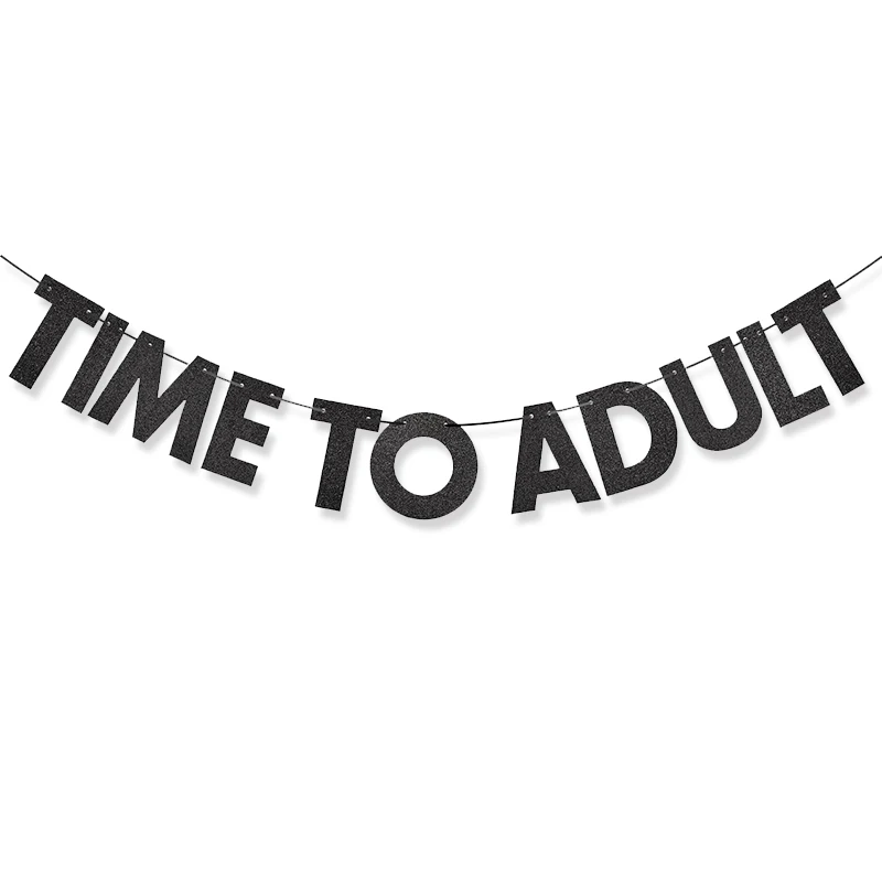 Черный цвет для взрослых на 18-й день рождения баннер вечеринки черные блестки 18