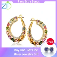 gz zongfa 925 sterling silver clip earrings for women 4 5 carats natural tourmaline gem earrings 14k gold plated fine jewelry