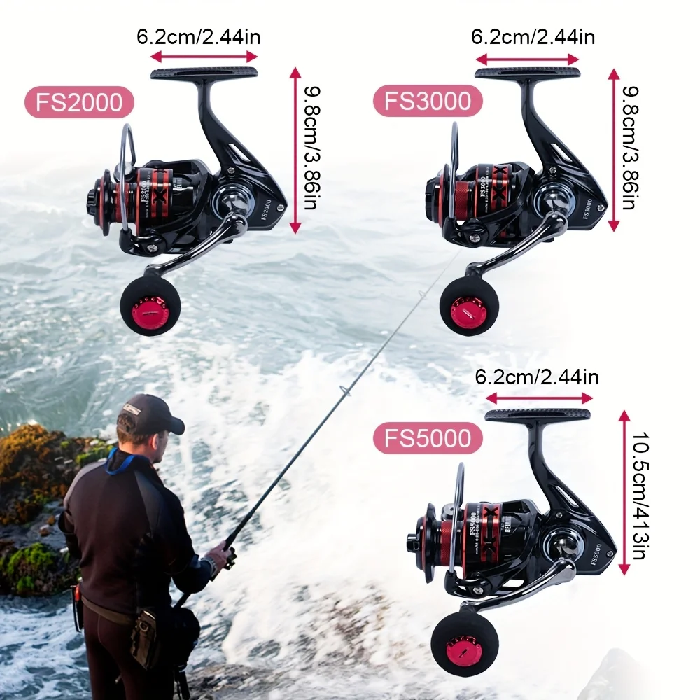 Фото Рыболовная катушка FS Spinning серий 2000/3000/5000, металлическая ручка, рукоятка из EVA, сменная левая/правая рукоятка, рыболовные снасти №2