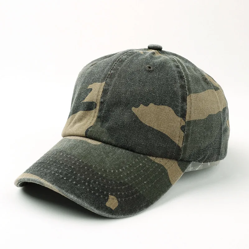 New washed denim camouflage curved brimmed baseball cap for spring and summer men's women's fashionable duckbill