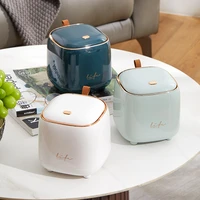 light luxury desktop trash can with lid press dust case storage box office household table car garbage basket office accessories