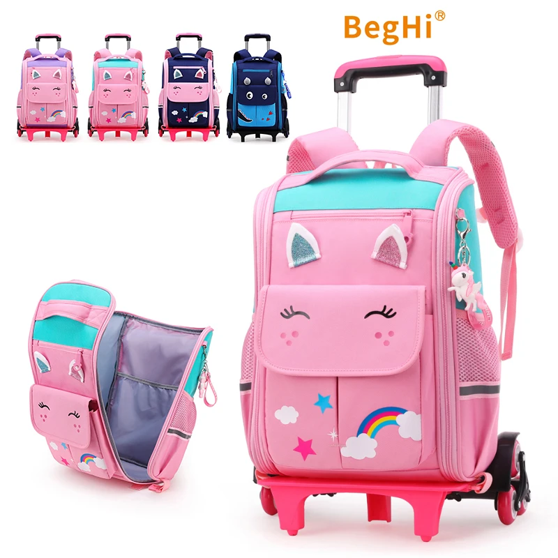 Школьная сумка-тележка mochila rodinha, рюкзак на колесиках с 6 колесиками, Детская сумка-тележка R5100