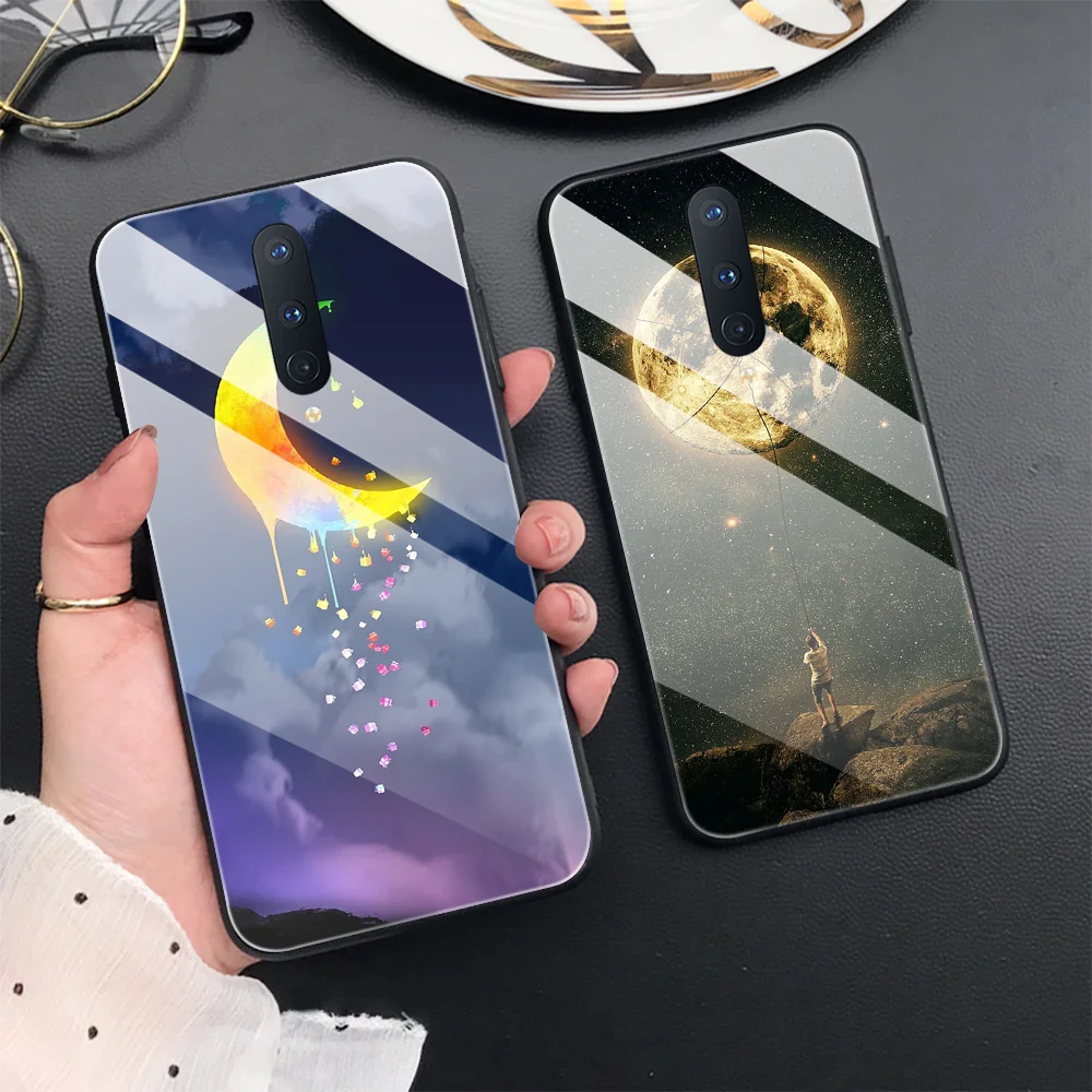 

Moon Luxury Tempered Glass Case for Oneplus Nord N100 N10 9 Pro 8 7T 7 Pro Cover for Oneplus 8T 9R 9RT 5G Starry Sky Capa Fundas
