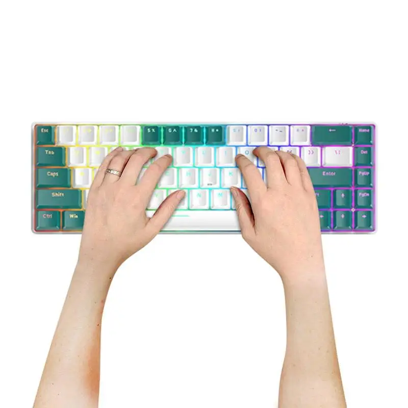 

Mechanical Keyboard 60 Percent 68 Keys Wired Game Keyboard Mechanical With RGB Backlight Ergonomic Design Small Keyboard For