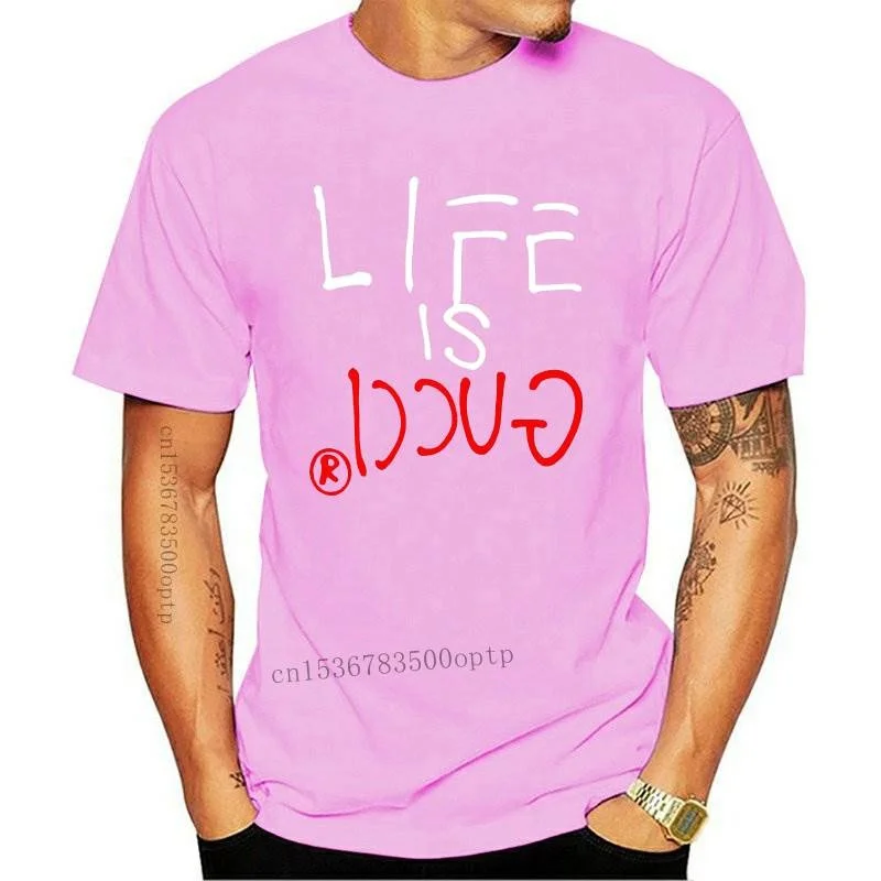 

New Life_Is_Gucie_Funny T shirt Cotton Letter Hip Hop Clothes T Shirt For Men Summer 2021 Style Print Over Size S-5xl